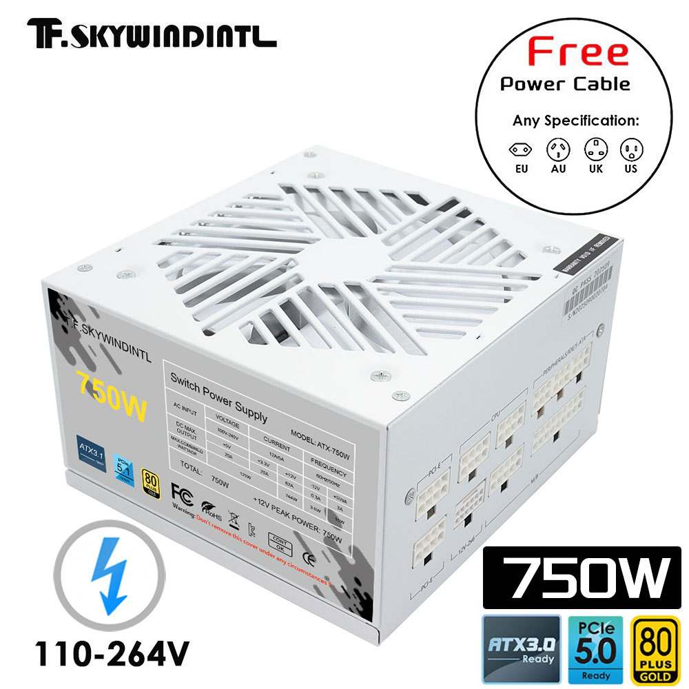 1000W White Modular Power Supply - Fuente de alimentación Modular completa blanca